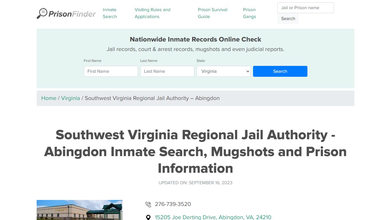 Southwest Virginia Regional Jail Authority - Abingdon Inmate Search ...