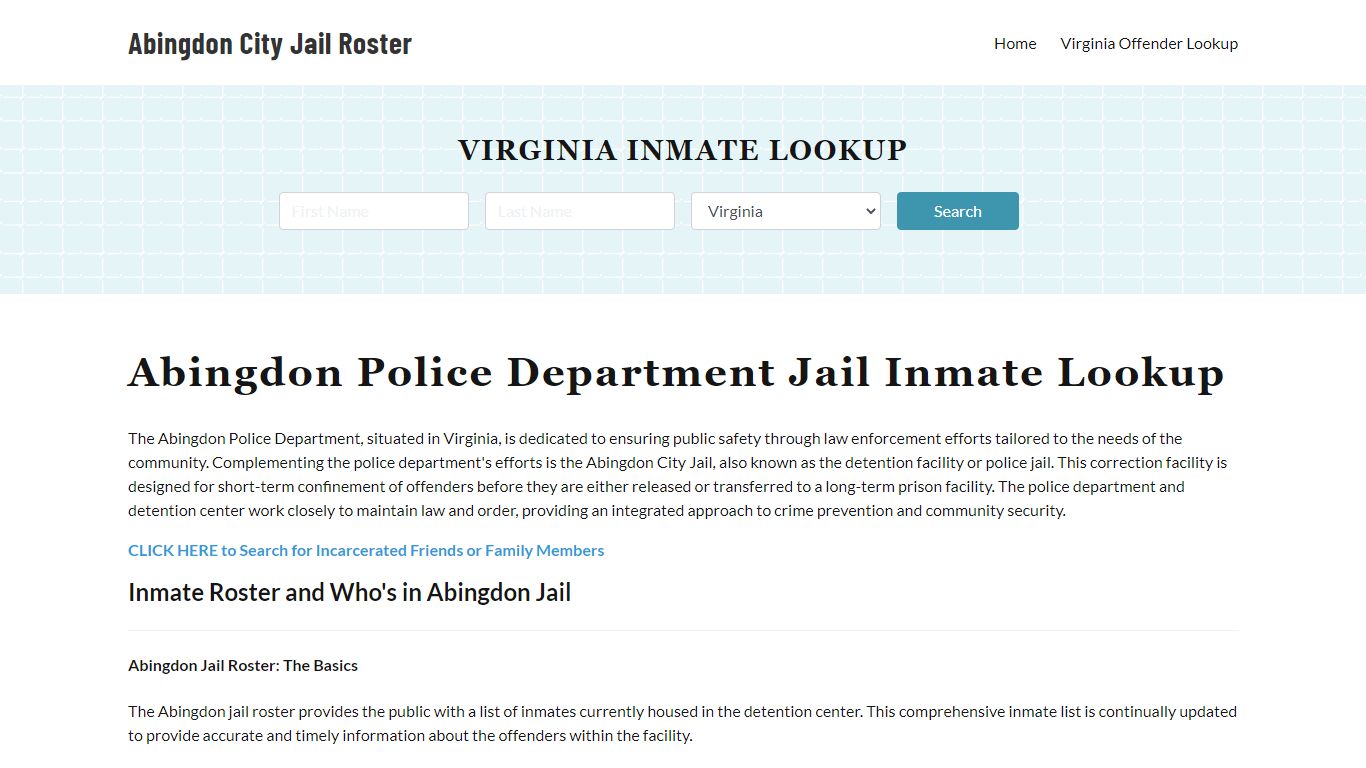Abingdon Police Department & City Jail, VA Inmate Roster, Arrests, Mugshots
